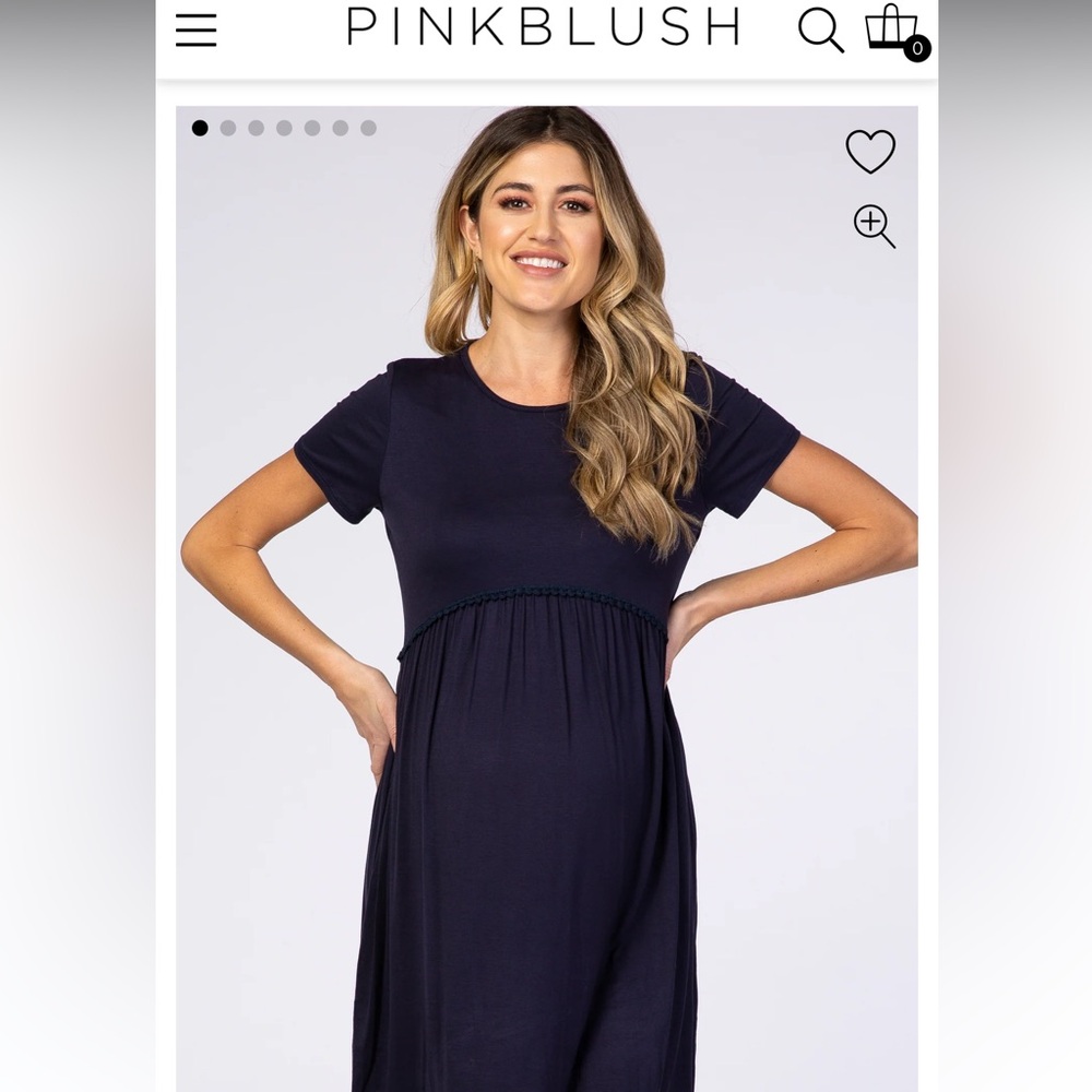 Pinkblush Navy Solid Crochet Trim Shift Dress